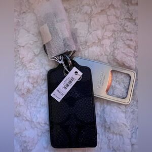Coach Black and Silver Keychain Set